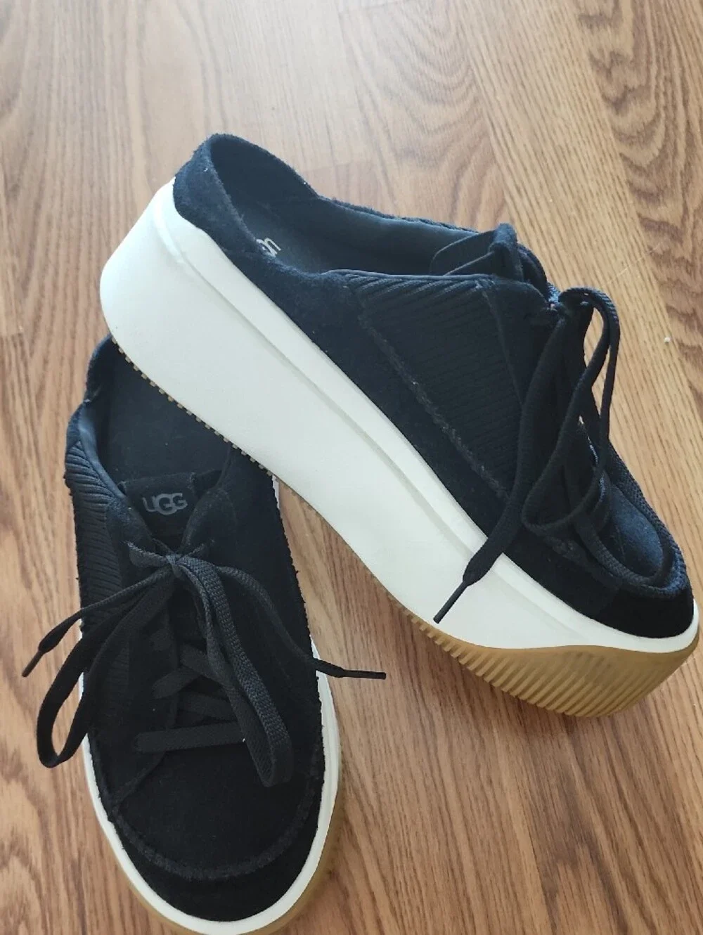Ugg Platform Suede Mule Sneakers With Gum Shoe Soles